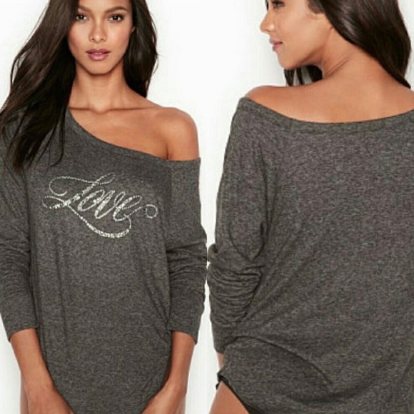 Victoria's Secret Tops - Victoria's Secret | Love Bling Fleece Pullover | L